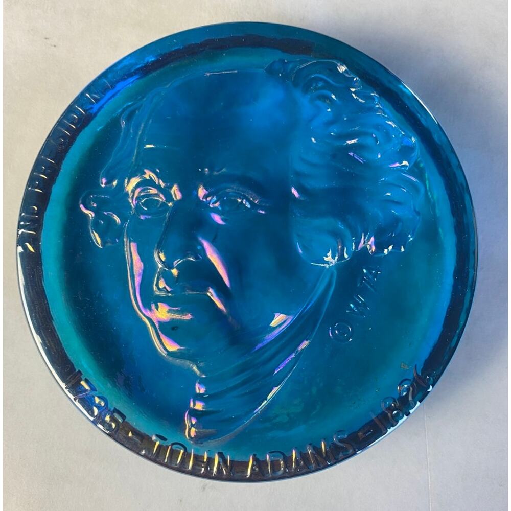 Vintage 1974 John Adams Carnival Glass Paper Weight Sculpture Hamilton - 4.5"